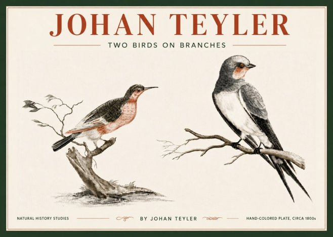 Johan Teyler Two Birds on Branches No6 - Poszter