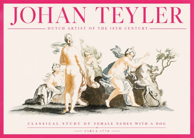 Johan Teyler Classical Study of Female Nudes with a Dog No4 - Poszter