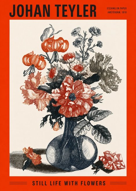 Johan Teyler Still Life with Flowers No2 - Poszter