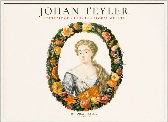 Johan Teyler Portrait of a Lady in a Floral Wreath No1 - Poszter