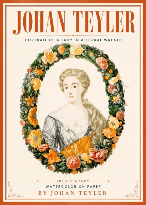 Johan Teyler Portrait of a Lady in a Floral Wreath No5 - Poszter