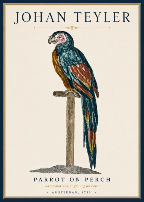 Johan Teyler Parrot on Perch No5 - Poszter