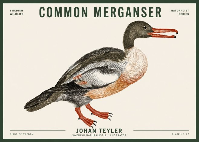 Johan Teyler Common Merganser No3 - Poszter