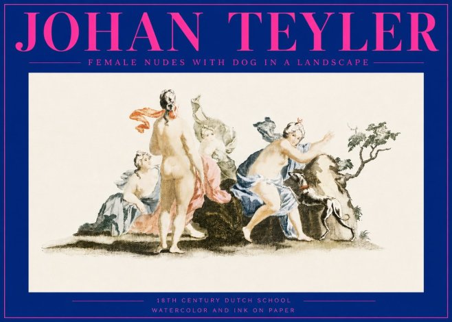 Johan Teyler Nudi Femminili Con Cane in Paesaggio No6 - Poszter