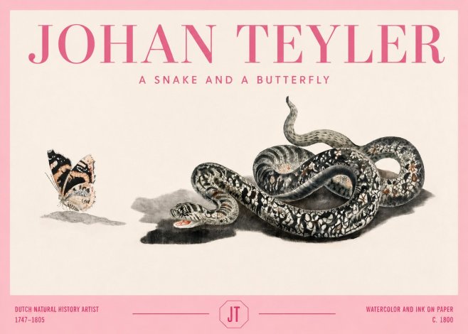 Johan Teyler Snake and Butterfly No4 - Poszter