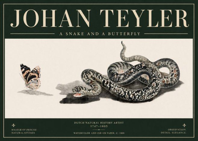 Johan Teyler Snake and Butterfly No5 - Poszter