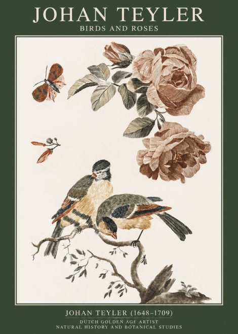 Johan Teyler Birds and Roses No1 - Poszter
