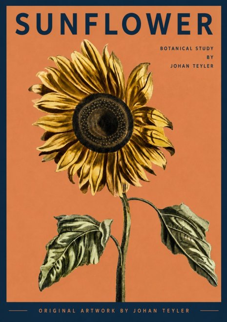 Johan Teyler Sunflower - Botanical Study No3 - Poszter