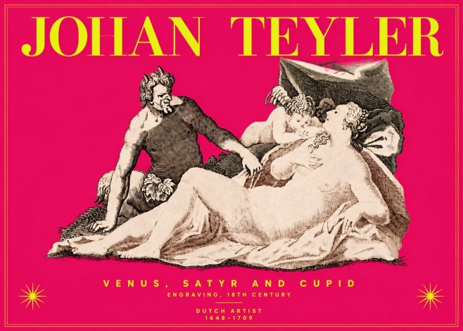 Johan Teyler Venus, Satyr and Cupid No4 - Poszter