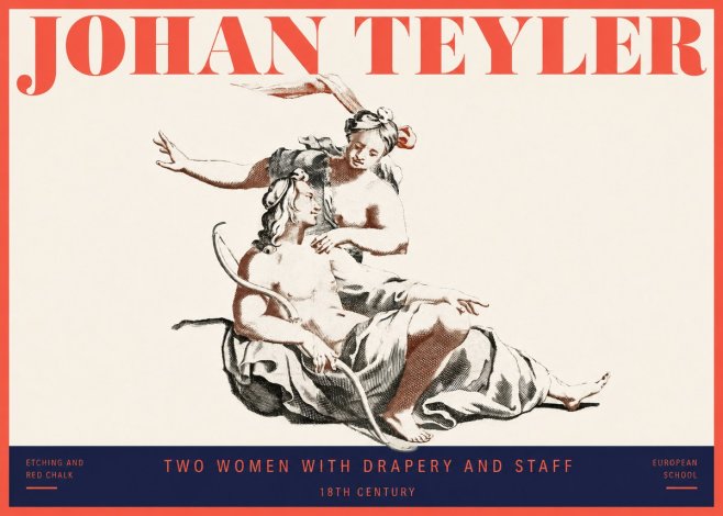 Johan Teyler Two Women with Drapery and Staff No2 - Poszter