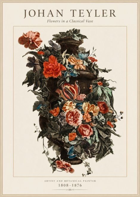 Johan Teyler Flowers in a Classical Vase No1 - Poszter