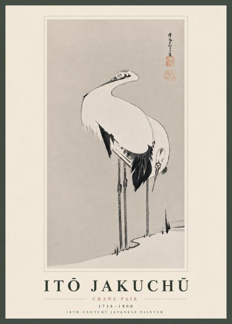 Itō Jakuchū Crane Pair No8 - Poszter