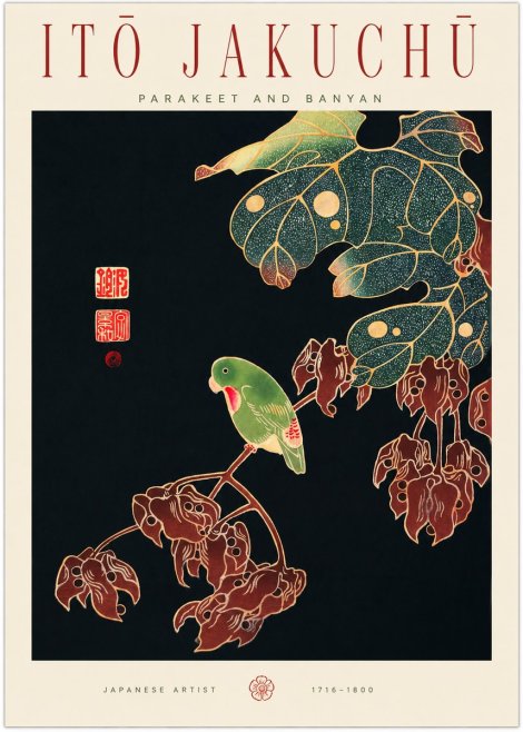 Itō Jakuchū Parakeet and Banyan No1 - Poszter