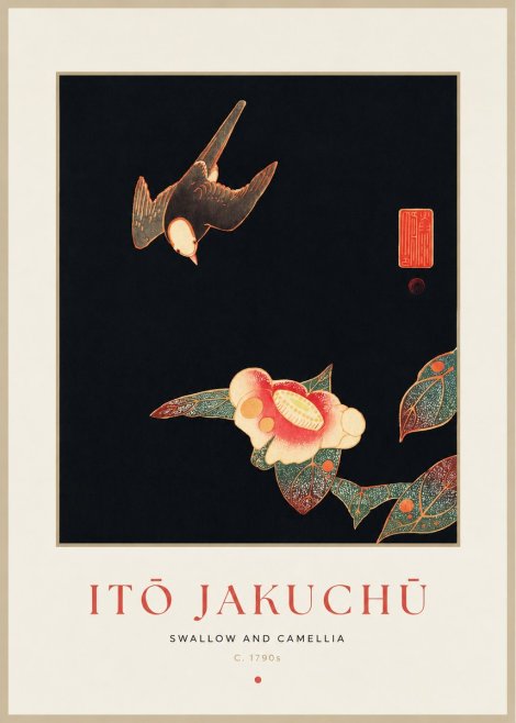 Itō Jakuchū Swallow and Camellia No1 - Poszter