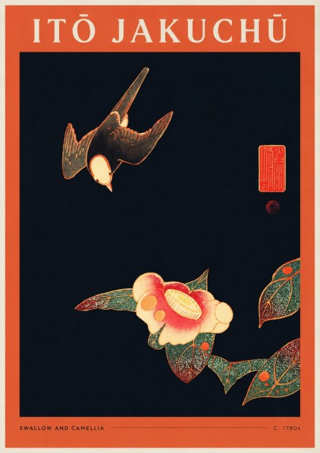 Itō Jakuchū Swallow and Camellia No2 - Poszter