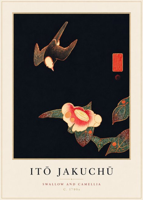 Itō Jakuchū Swallow and Camellia No3 - Poszter