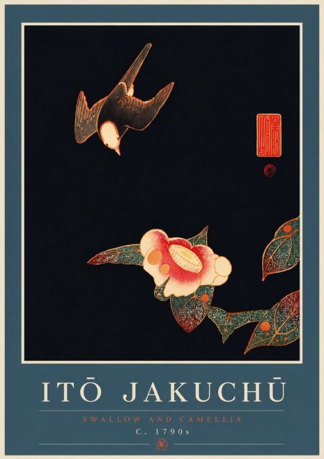 Itō Jakuchū Swallow and Camellia No7 - Poszter