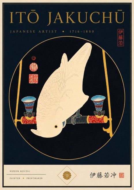 Itō Jakuchū White Cockatoo No8 - Poszter