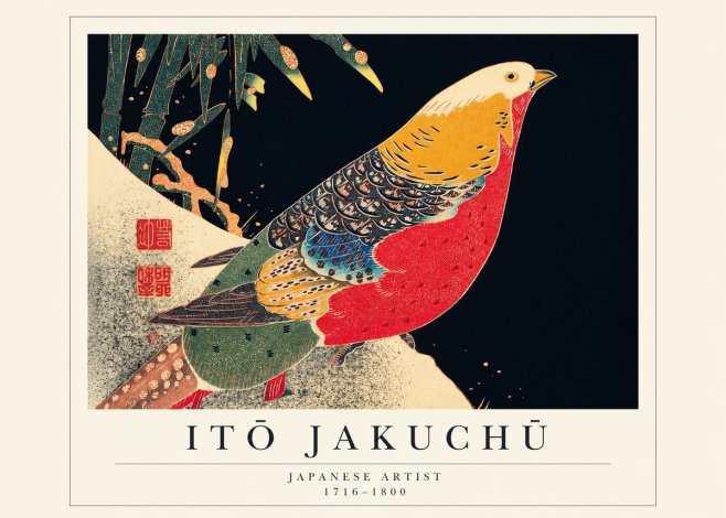 Itō Jakuchū Golden Pheasant and Bamboo No1 - Poszter