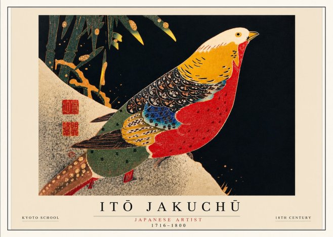 Itō Jakuchū Golden Pheasant and Bamboo No3 - Poszter