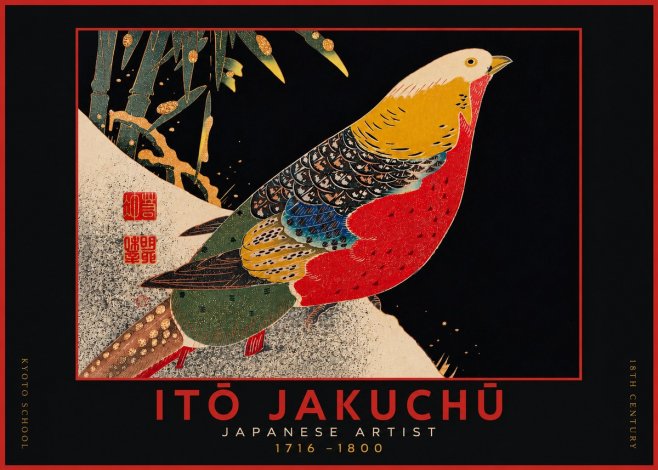 Itō Jakuchū Golden Pheasant and Bamboo No4 - Poszter