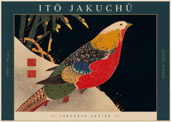 Itō Jakuchū Golden Pheasant and Bamboo No6 - Poszter