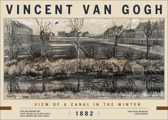 Van Gogh View of a Canal in the Winter No2 - Poszter