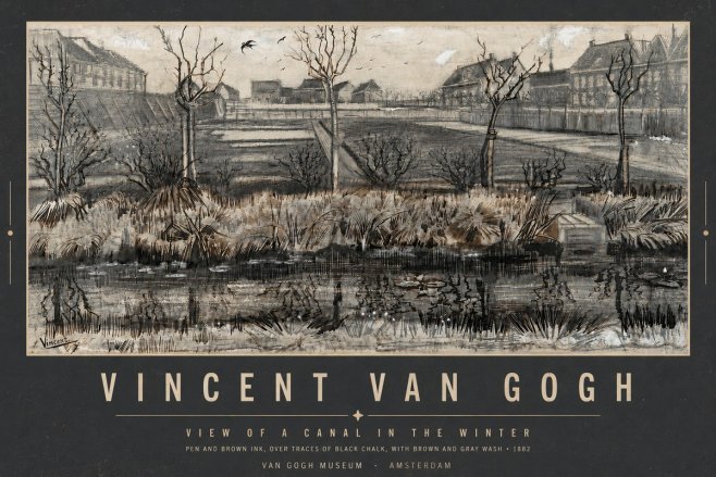 Van Gogh View of a Canal in the Winter No5 - Poszter