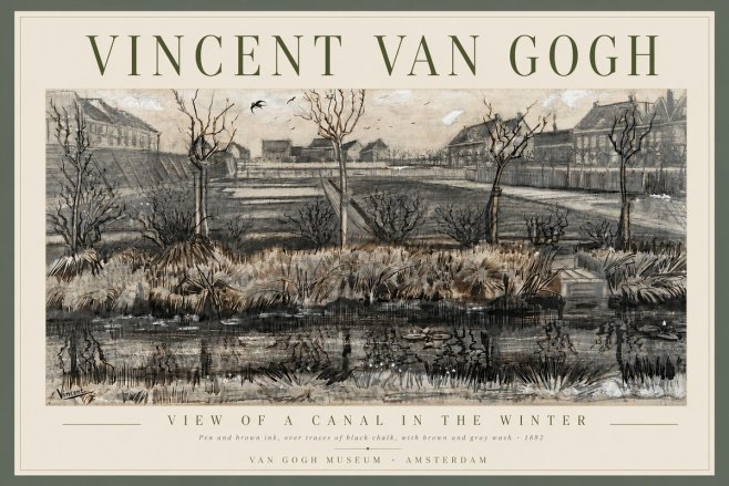 Van Gogh View of a Canal in the Winter No6 - Poszter