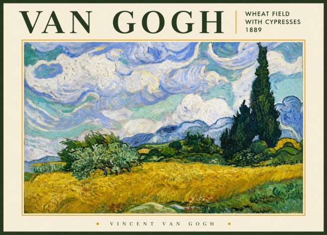 Van Gogh Wheat Field with Cypresses, 1889 No5 - Poszter