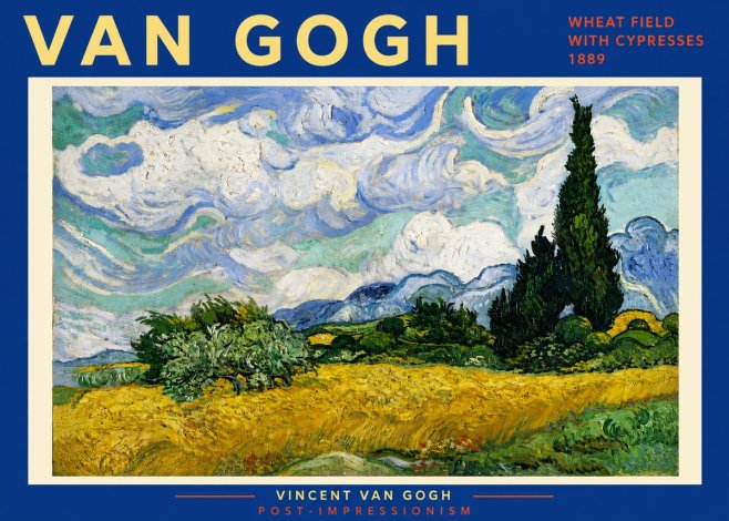 Van Gogh Wheat Field with Cypresses, 1889 No6 - Poszter