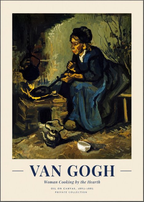 Van Gogh Woman Cooking by the Hearth No1 - Poszter