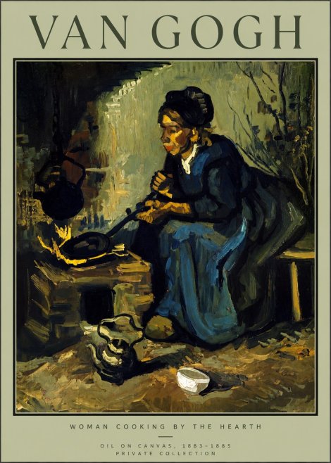 Van Gogh Woman Cooking by the Hearth No2 - Poszter