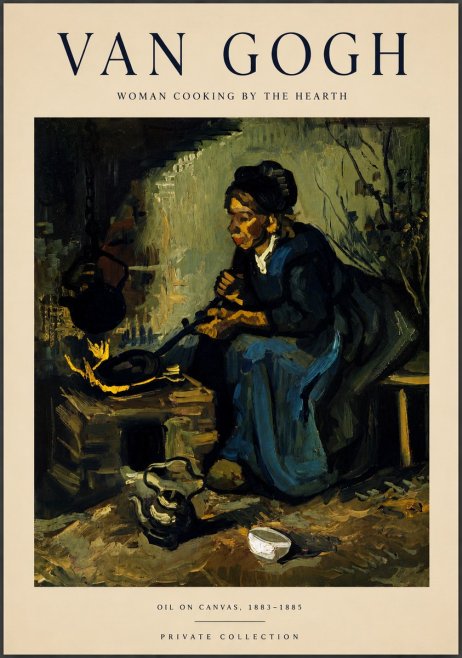 Van Gogh Woman Cooking by the Hearth No5 - Poszter