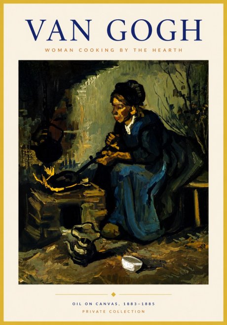 Van Gogh Woman Cooking by the Hearth No6 - Poszter