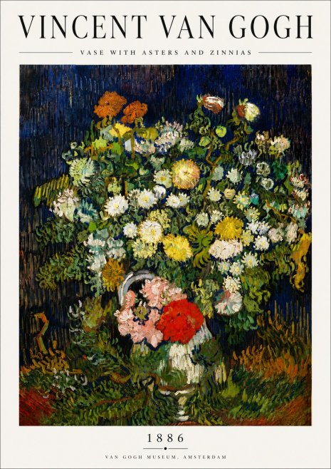 Van Gogh Vase with Asters and Zinnias No5 - Poszter