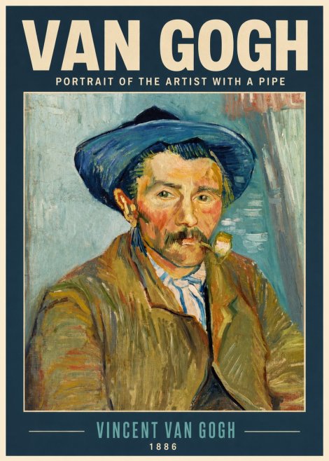 Van Gogh Portrait of the Artist with a Pipe No2 - Poszter