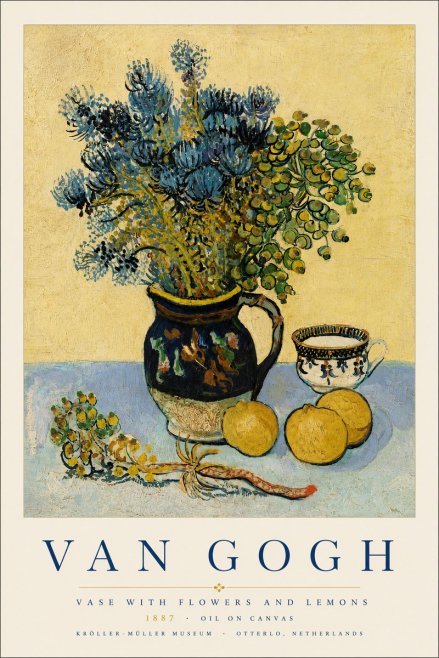 Van Gogh Vase with Flowers and Lemons No4 - Poszter