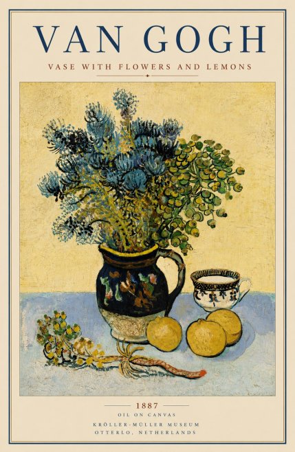 Van Gogh Vase with Flowers and Lemons No6 - Poszter