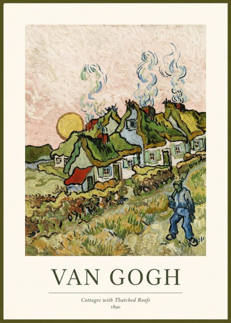 Van Gogh Cottages with Thatched Roofs No1 - Poszter