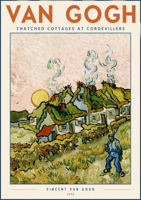 Van Gogh Cottages with Thatched Roofs No5 - Poszter