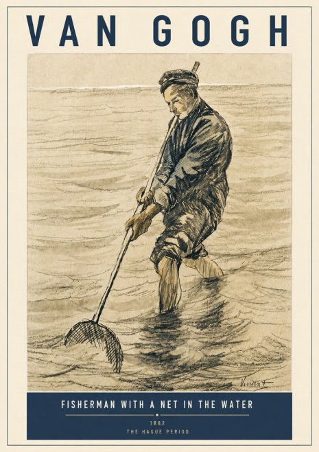 Van Gogh Fisherman with Net No5 - Poszter
