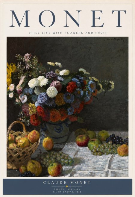 Monet Still Life with Flowers and Fruit No2 - Poszter