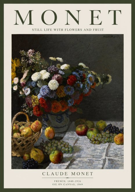Monet Still Life with Flowers and Fruit No4 - Poszter