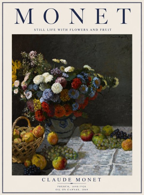 Monet Still Life with Flowers and Fruit No6 - Poszter