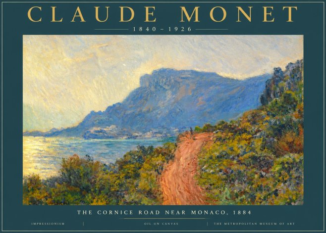Monet The Cornice Road Near Monaco No4 - Poszter