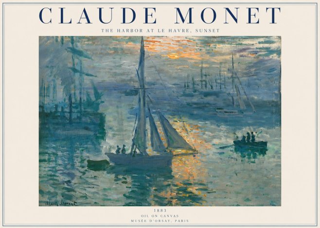 Monet The Harbor at Le Havre, Sunset No2 - Poszter