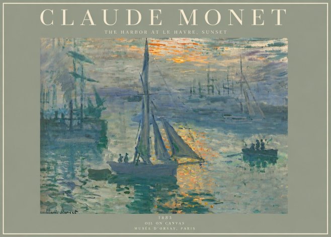 Monet The Harbor at Le Havre, Sunset No3 - Poszter