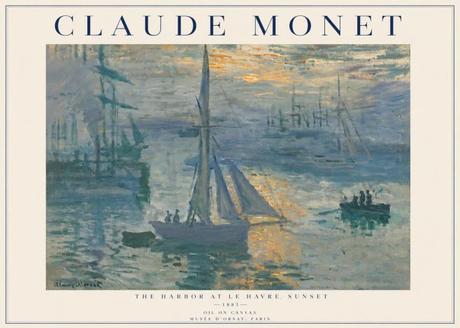 Monet The Harbor at Le Havre, Sunset No4 - Poszter