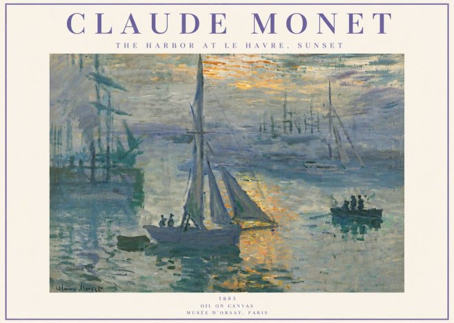 Monet The Harbor at Le Havre, Sunset No6 - Poszter